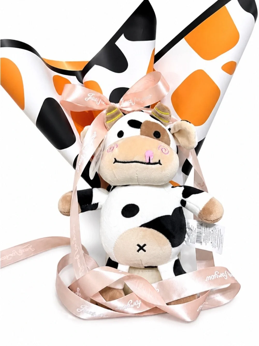 Cow Bouquet DIY Kit 10 Wrapping Sheets + Plush Cow + 4 Yards Ribbon